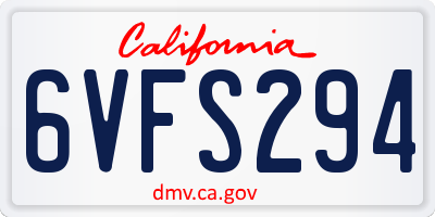 CA license plate 6VFS294