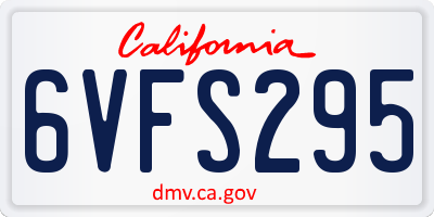 CA license plate 6VFS295