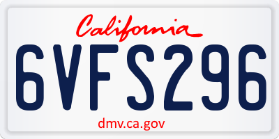 CA license plate 6VFS296