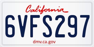 CA license plate 6VFS297