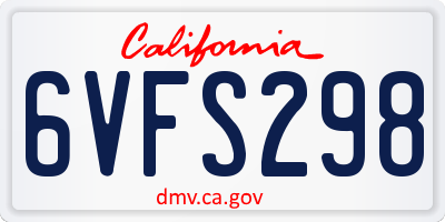 CA license plate 6VFS298