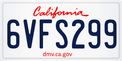 CA license plate 6VFS299