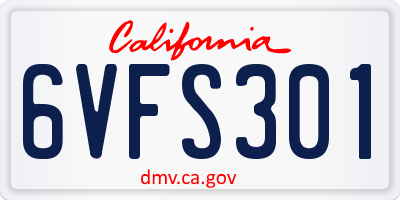 CA license plate 6VFS301