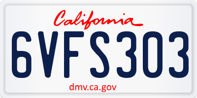CA license plate 6VFS303