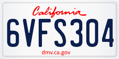 CA license plate 6VFS304