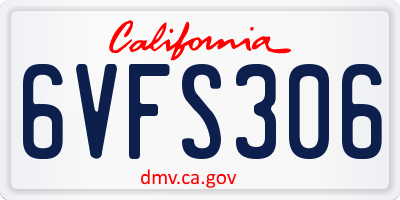 CA license plate 6VFS306