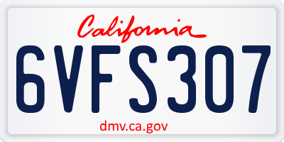 CA license plate 6VFS307