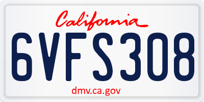 CA license plate 6VFS308