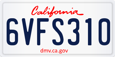 CA license plate 6VFS310
