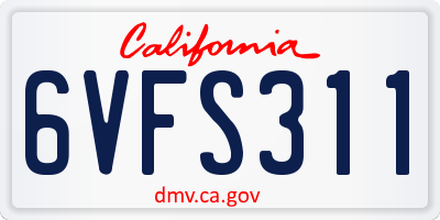 CA license plate 6VFS311