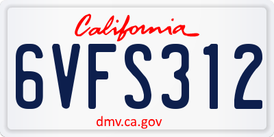 CA license plate 6VFS312
