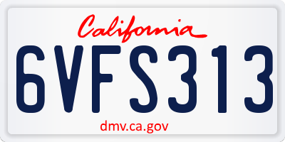 CA license plate 6VFS313