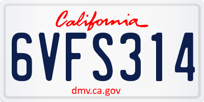 CA license plate 6VFS314