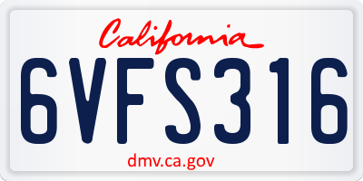 CA license plate 6VFS316