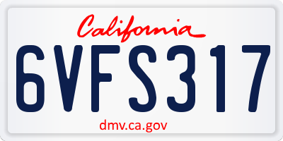 CA license plate 6VFS317