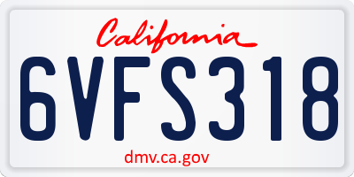 CA license plate 6VFS318