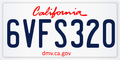 CA license plate 6VFS320