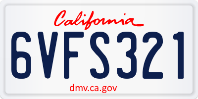 CA license plate 6VFS321