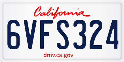CA license plate 6VFS324