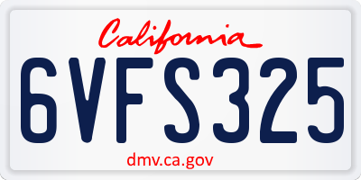 CA license plate 6VFS325