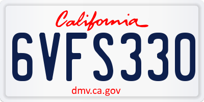 CA license plate 6VFS330