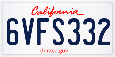 CA license plate 6VFS332