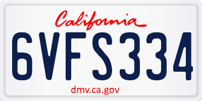 CA license plate 6VFS334