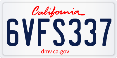 CA license plate 6VFS337