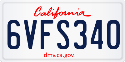 CA license plate 6VFS340