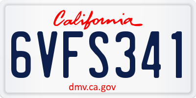 CA license plate 6VFS341