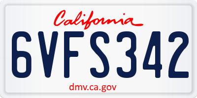 CA license plate 6VFS342