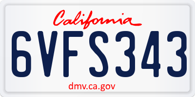 CA license plate 6VFS343