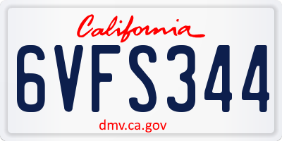 CA license plate 6VFS344