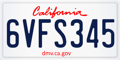 CA license plate 6VFS345
