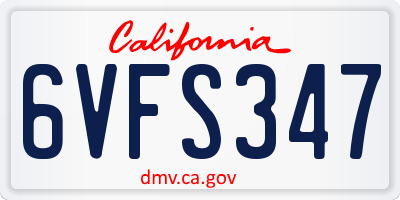 CA license plate 6VFS347
