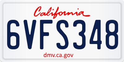 CA license plate 6VFS348