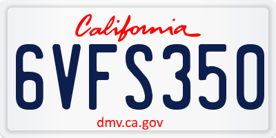 CA license plate 6VFS350