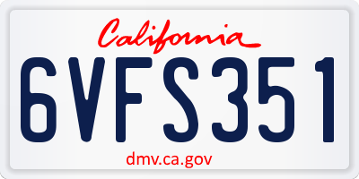 CA license plate 6VFS351
