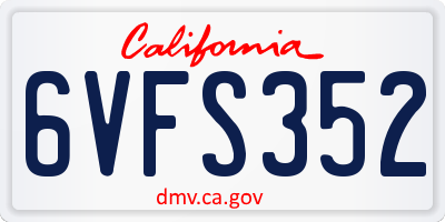 CA license plate 6VFS352
