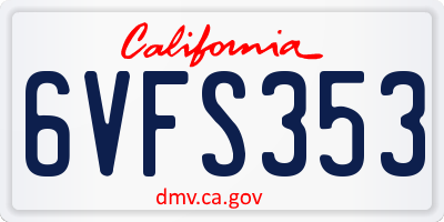 CA license plate 6VFS353