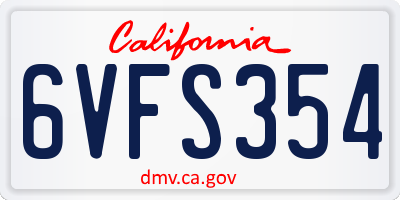 CA license plate 6VFS354