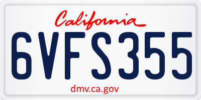 CA license plate 6VFS355