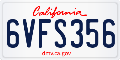 CA license plate 6VFS356