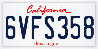 CA license plate 6VFS358