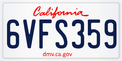 CA license plate 6VFS359