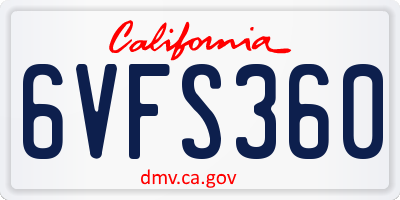CA license plate 6VFS360