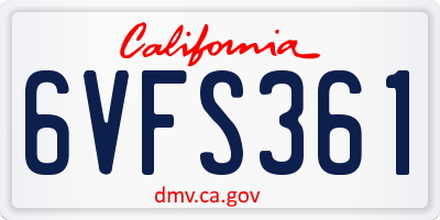 CA license plate 6VFS361