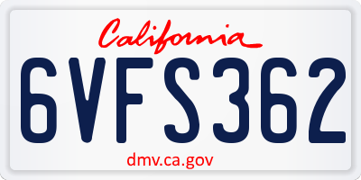 CA license plate 6VFS362