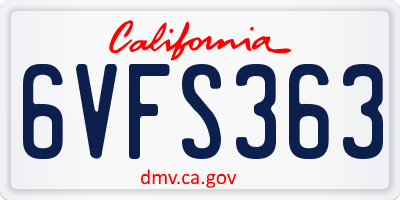 CA license plate 6VFS363