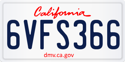CA license plate 6VFS366